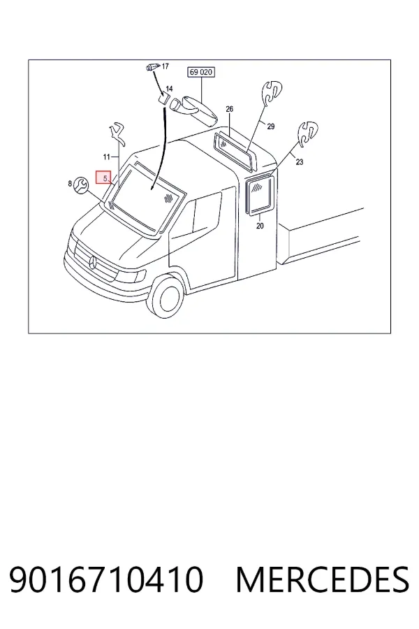 Стекло лобовое Mercedes A9016710410 цена, от 295.94 USD