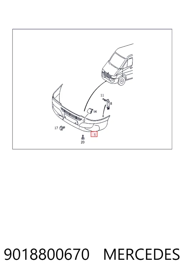 Передний бампер 9018800670 Mercedes