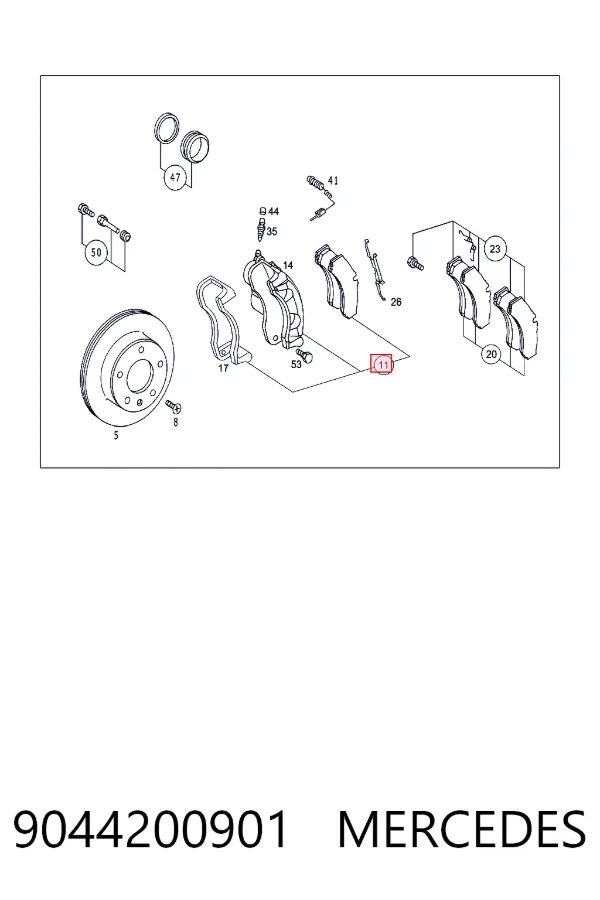 Суппорт тормозной передний правый 9044200901 Mercedes