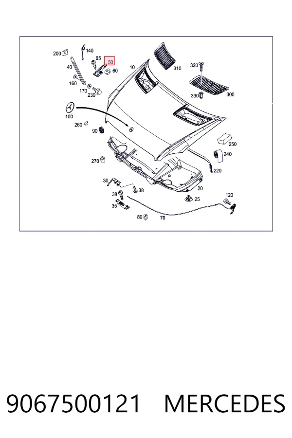 Петля капота правая 9067500121 Mercedes