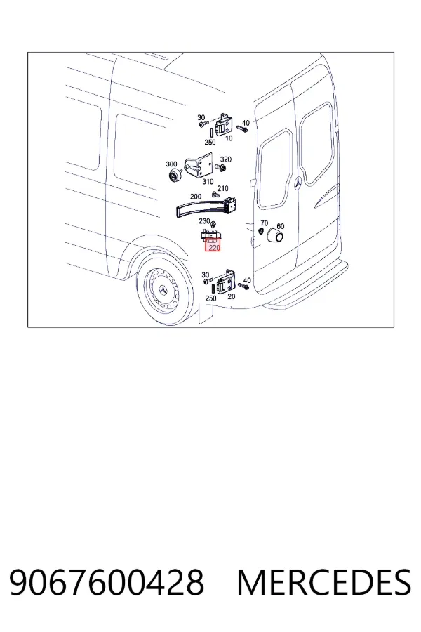 Ограничитель задней двери A9067600428 Mercedes
