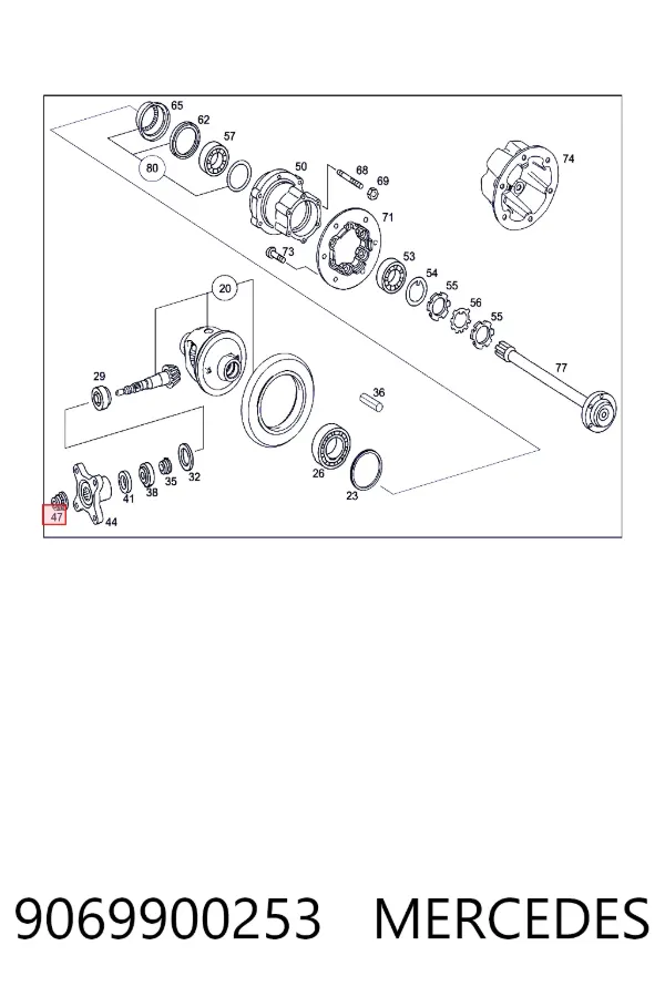 Гайка хвостовика заднего моста Mercedes A9069900253 цена, от 6.28 USD