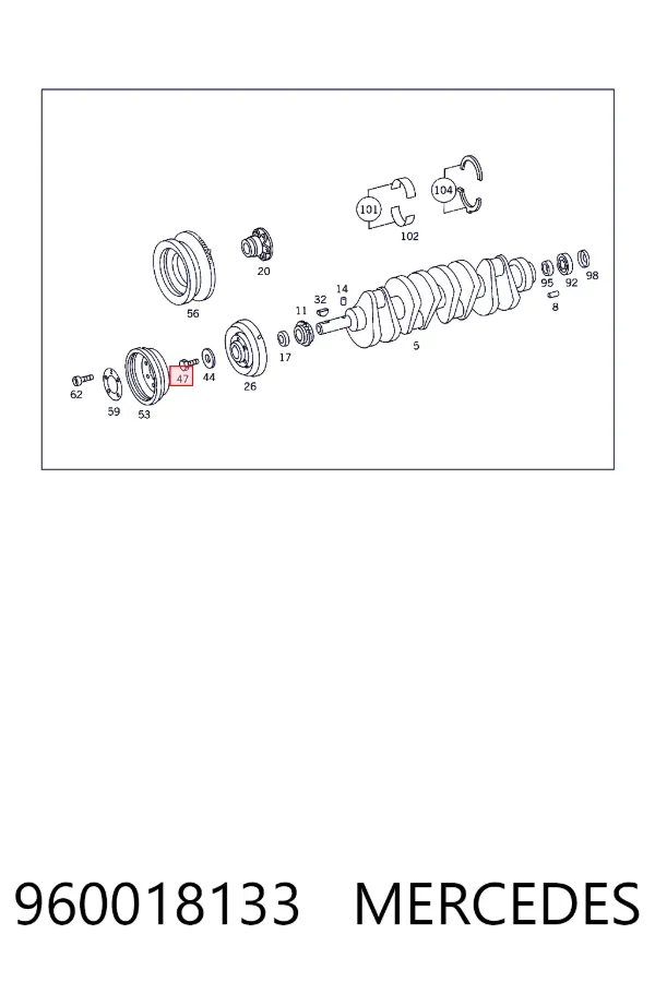 Болт шкива коленвала N000960018133 Mercedes