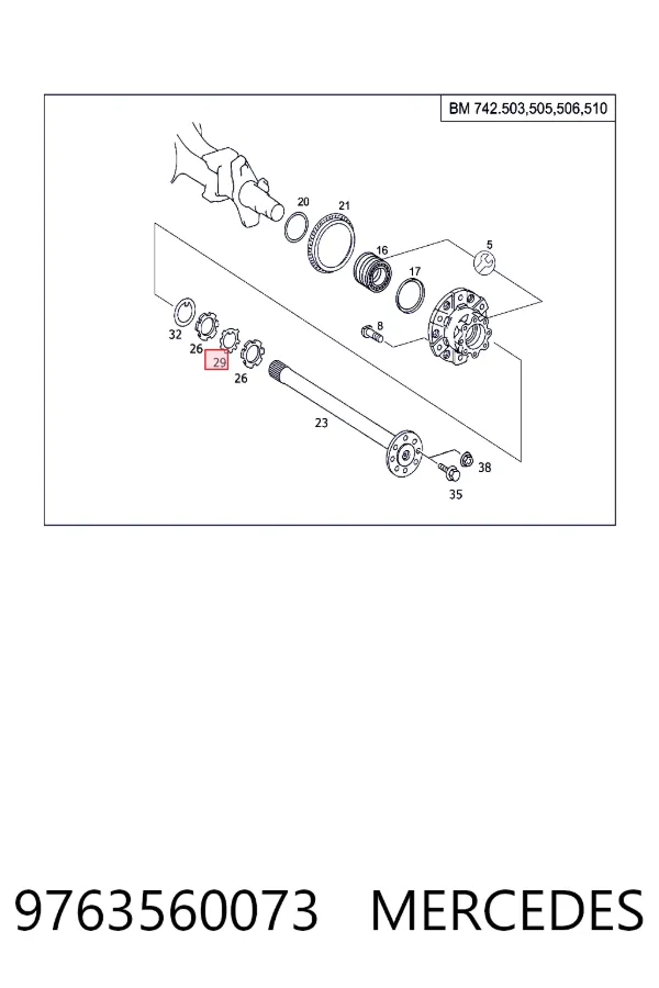 Кольцо стопорное подшипника передней ступицы A9763560073 Mercedes