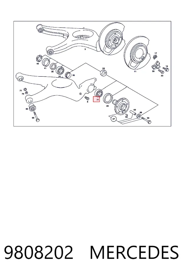 Подшипник ступицы передней наружный 9808202 Mercedes