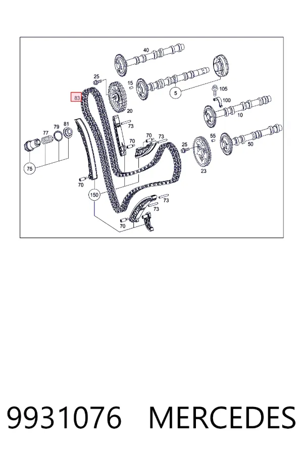 Цепь привода распредвала Mercedes A0009931076 цена, от 129.51 USD