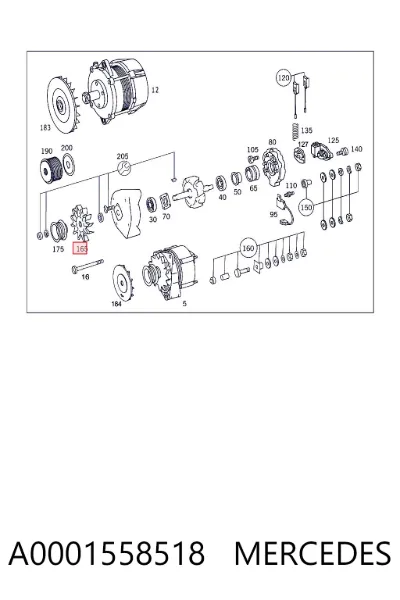 Крыльчатка генератора MERCEDES A0001558518