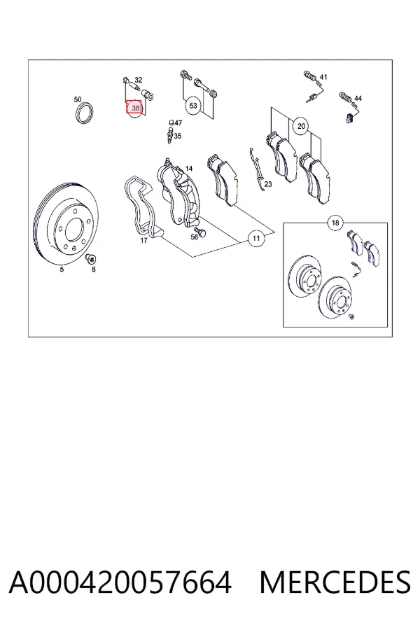 Купить A0004200576 Mercedes Ремкомплект переднего суппорта