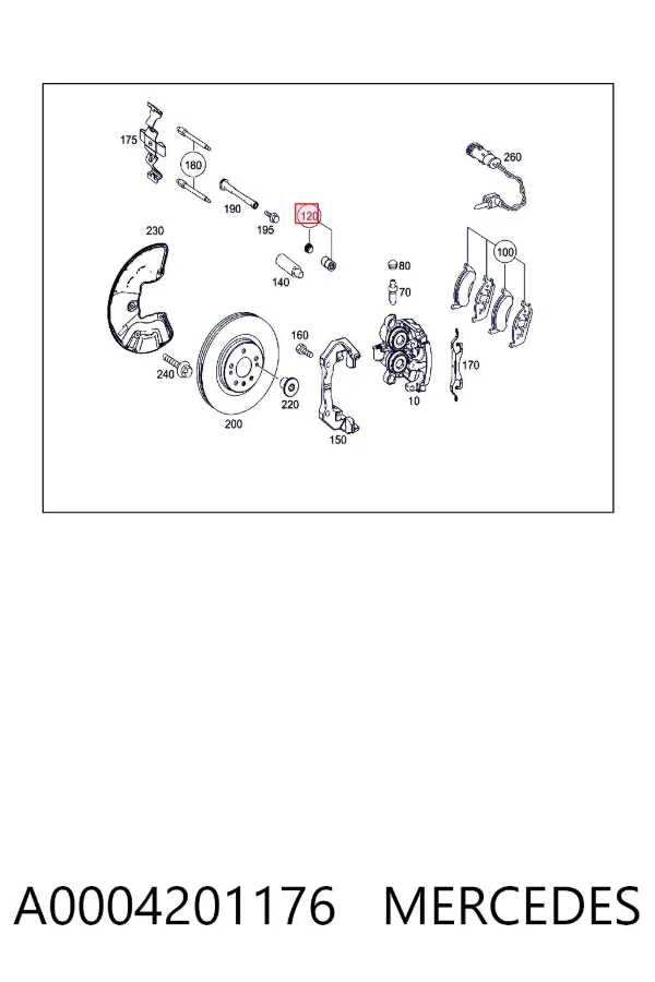 Ремкомплект переднего суппорта A0004201176 Mercedes