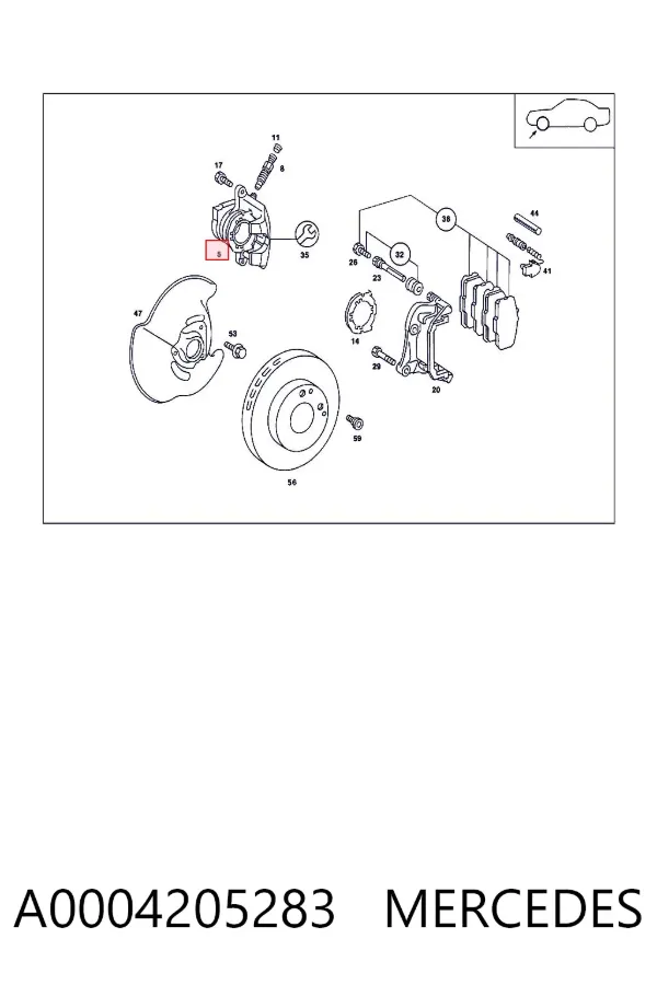 Суппорт тормозной передний левый A0004205283 Mercedes
