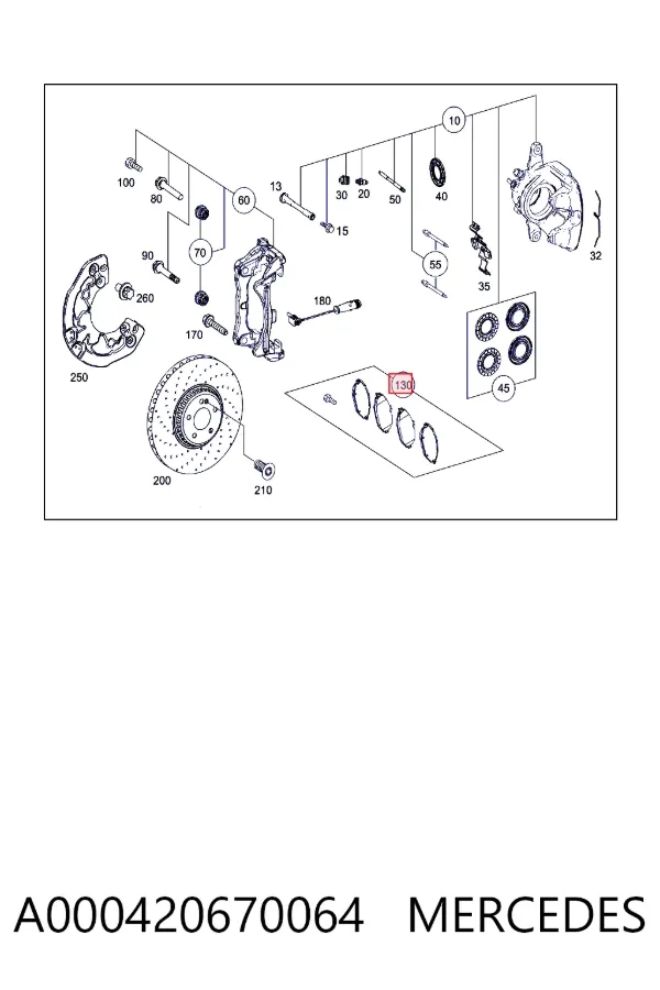 Передние тормозные колодки A000420670064 Mercedes