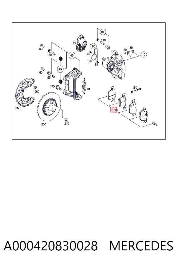 Задние тормозные колодки A000420830028 Mercedes