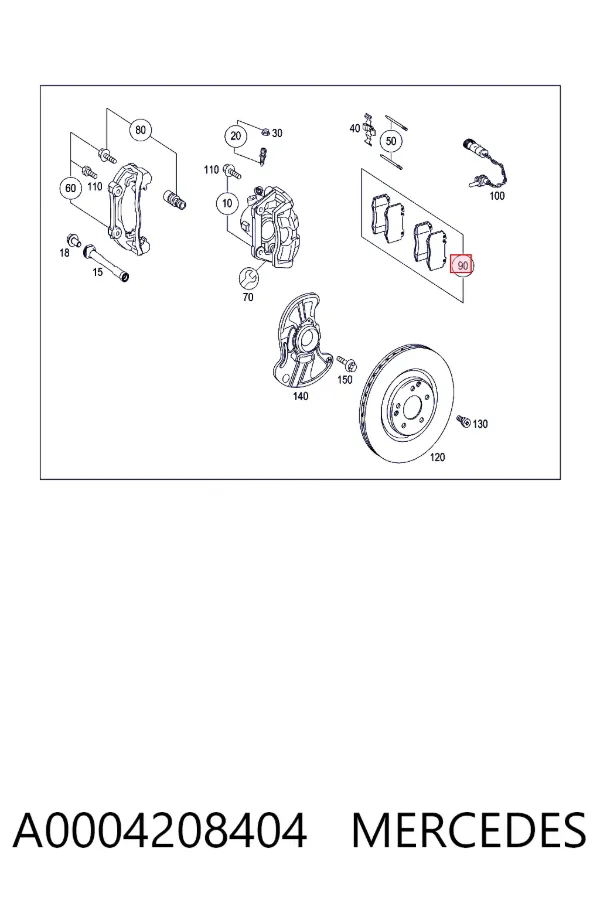 Передние тормозные колодки A0004208404 Mercedes