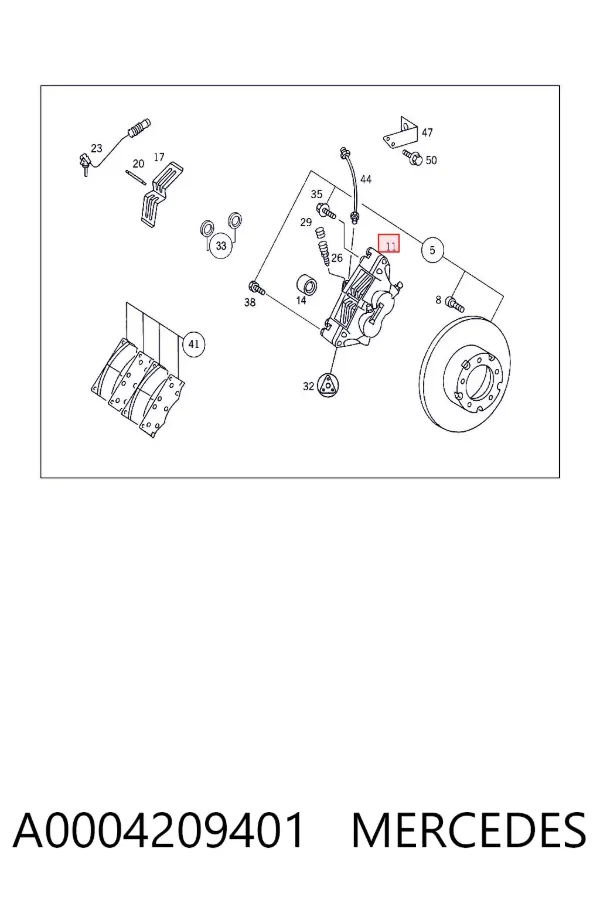 Суппорт задний левый A0004209401 Mercedes