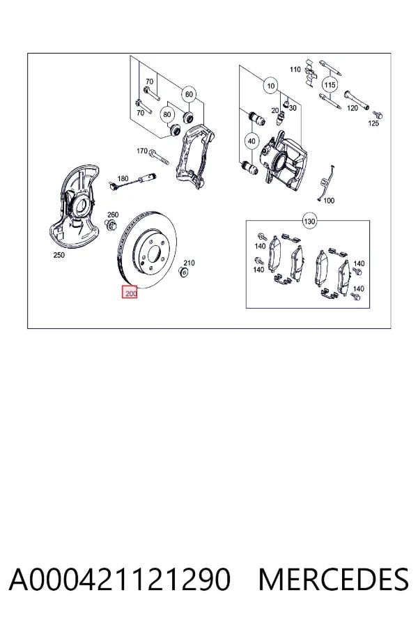 Передние тормозные диски A000421121290 Mercedes