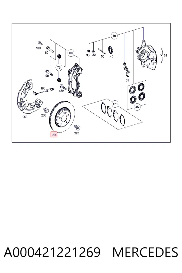 Передние тормозные диски A000421221269 Mercedes