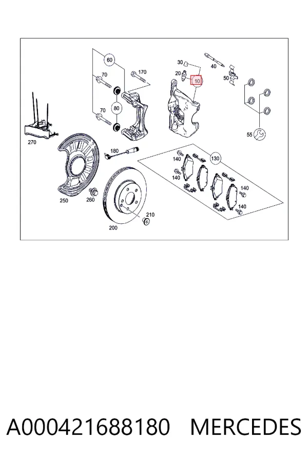 A0004216881 Mercedes Суппорт тормозной, передний, правый
