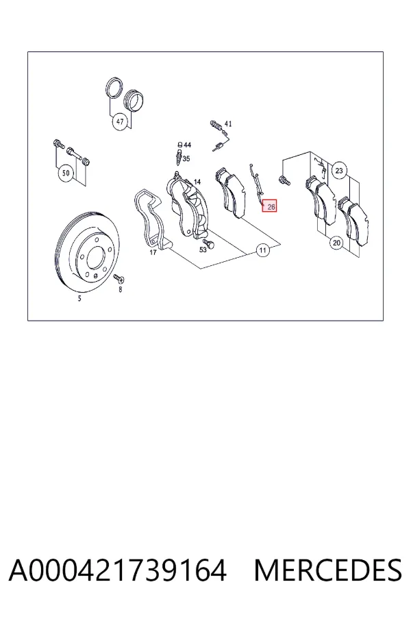 Комплект пружинок крепления дисковых колодок задних A000421739164 Mercedes