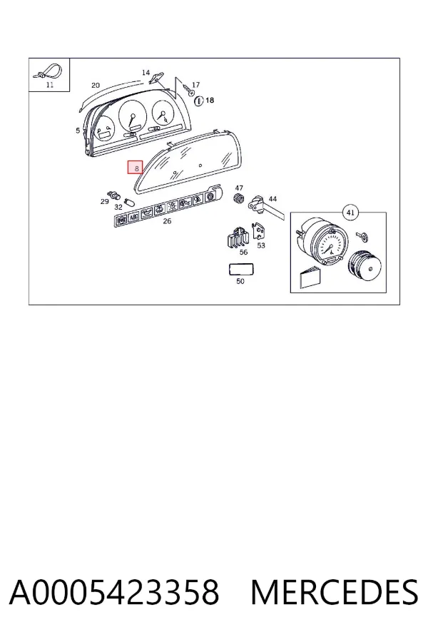 Стекло щитка приборов A0005423358 Mercedes