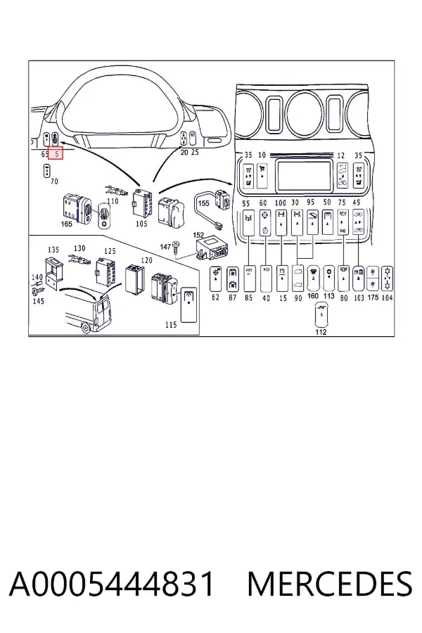Кнопка (регулятор) корректора фар A0005444831 Mercedes