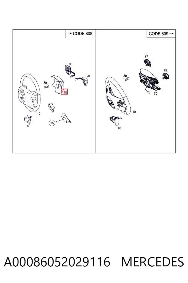 Подушка безопасности водителя A00086052029116 Mercedes