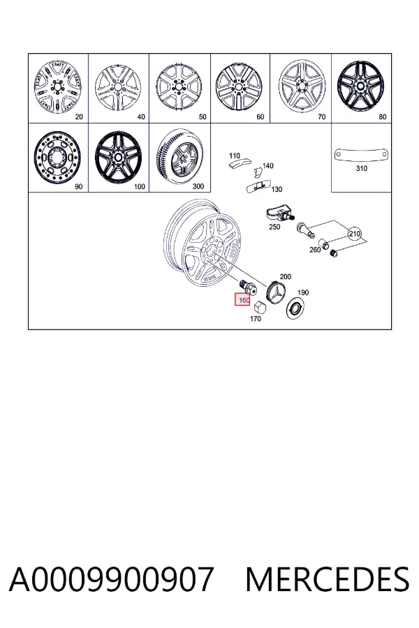 Колесный болт A0009900907 Mercedes