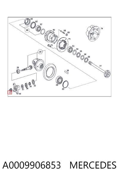 Гайка хвостовика заднего моста MERCEDES A0009906853