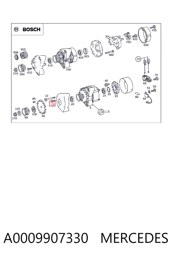 Крышка генератора задняя A0009907330 Mercedes