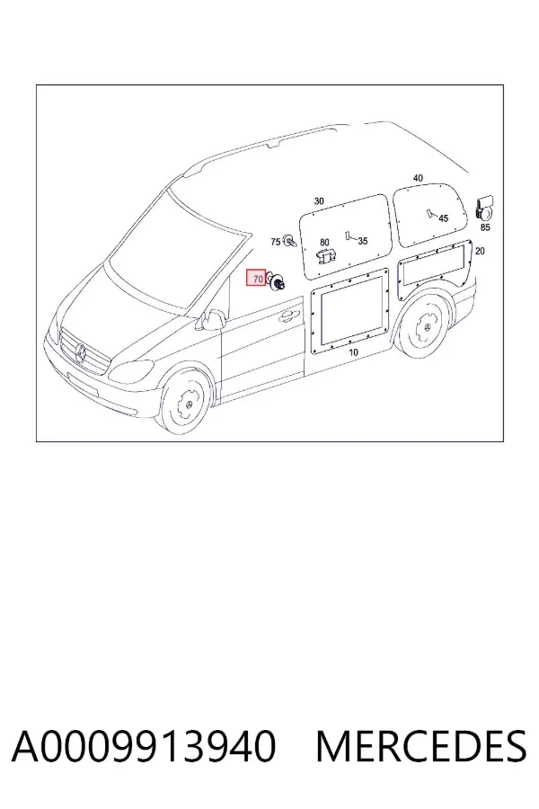 Пистон крепления подкрылок A0009913940 Mercedes