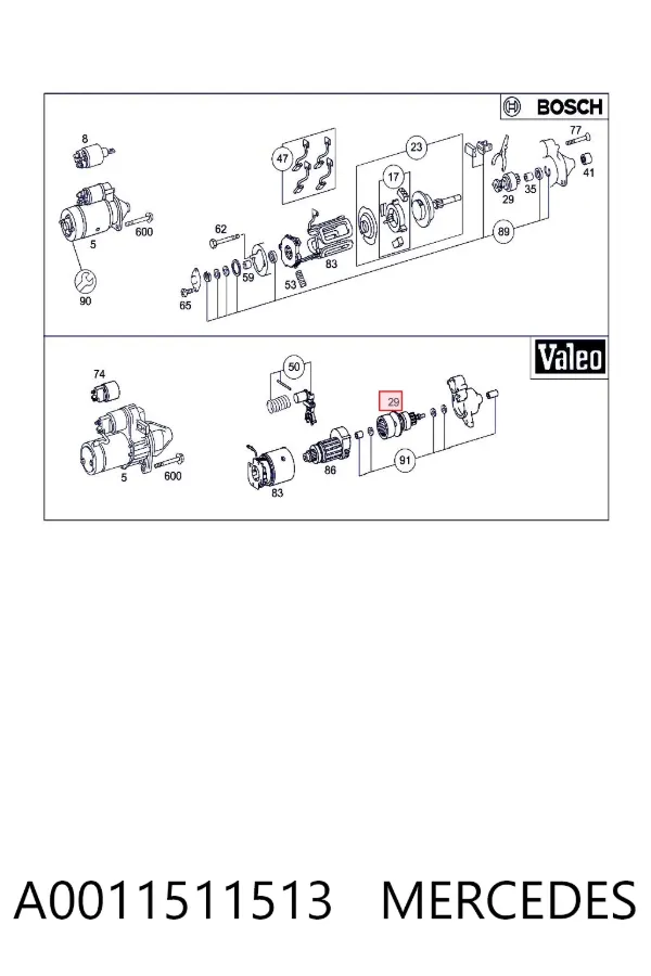 Бендикс стартера A0011511513 Mercedes