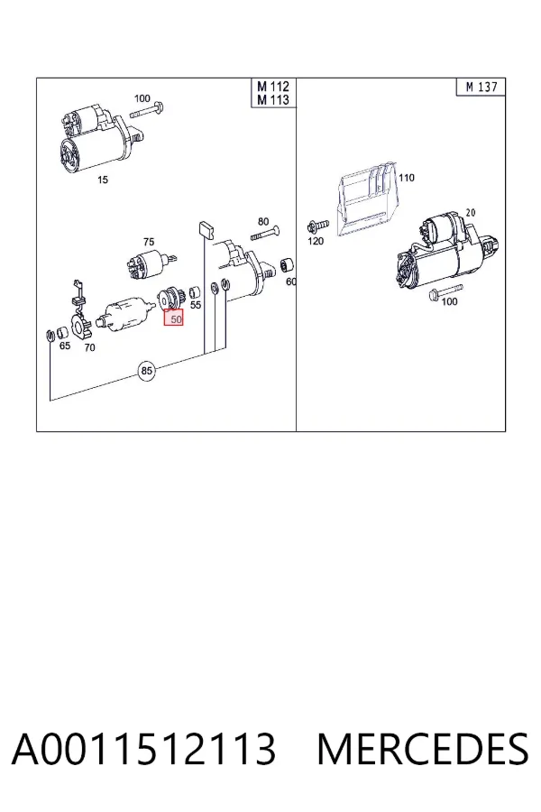 Бендикс стартера A0011512113 Mercedes