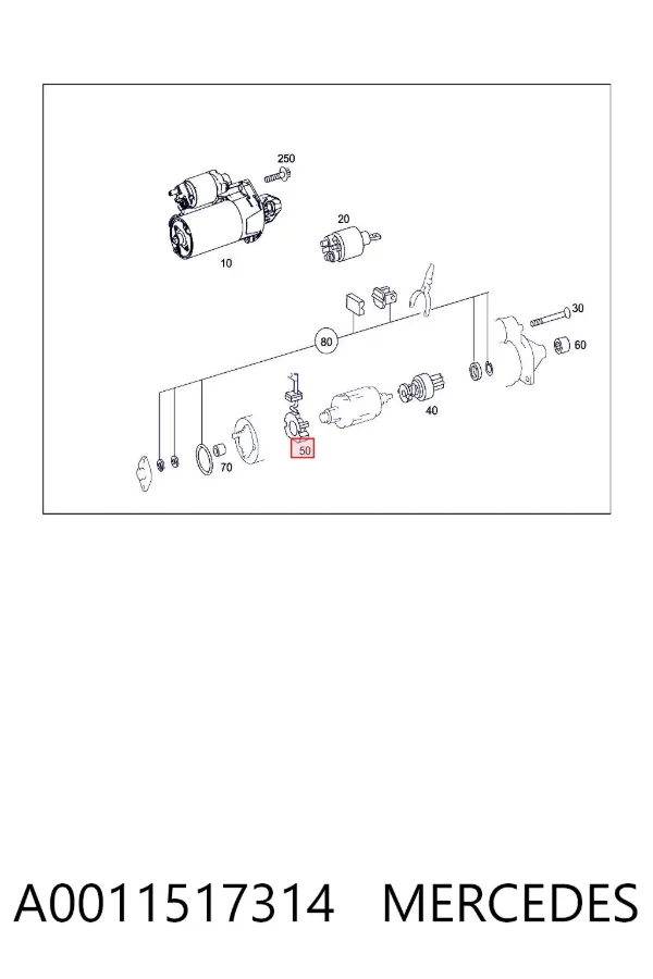 Щеткодержатель стартера A0011517314 Mercedes