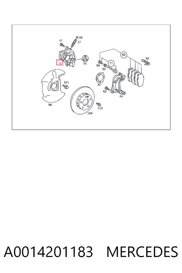 Суппорт тормозной передний правый A0014201183 Mercedes