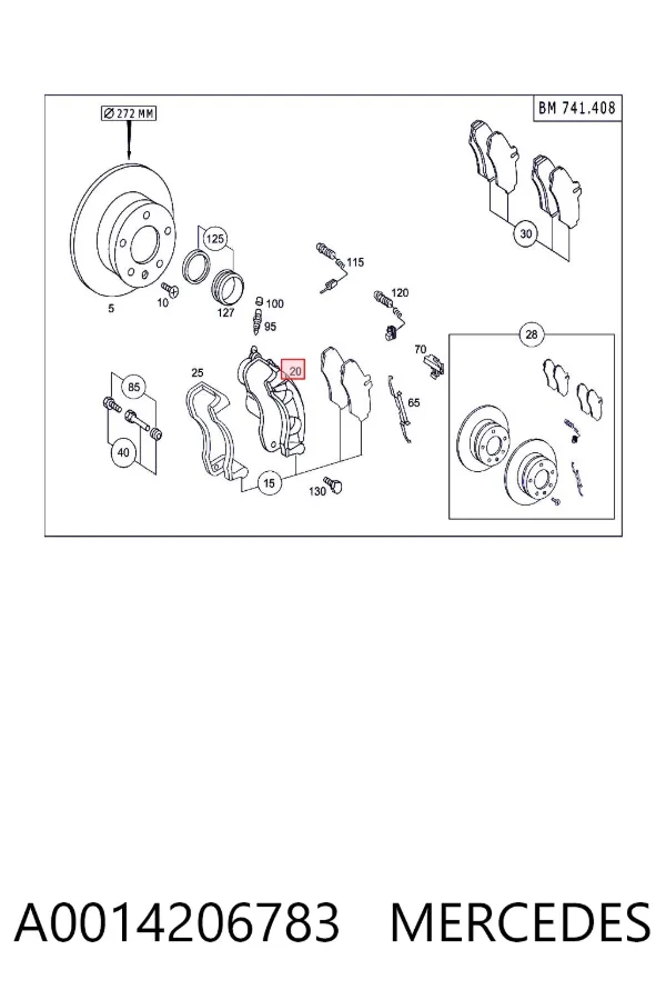 Суппорт задний левый A0014206783 Mercedes