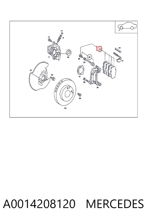 Передние тормозные колодки A0014208120 Mercedes