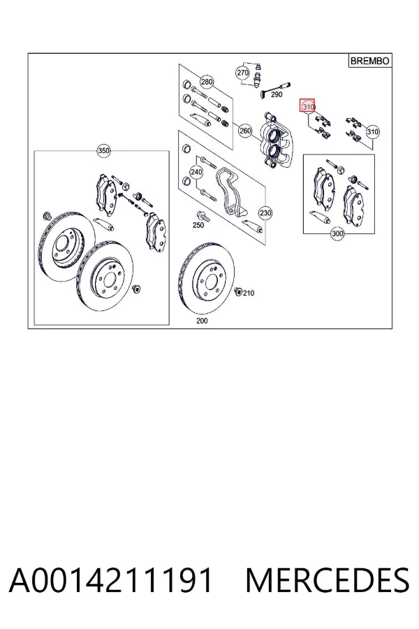 Пружинная защелка суппорта A0014211191 Mercedes