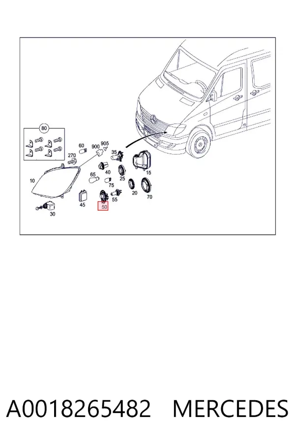 Цоколь (патрон) лампочки фары A0018265482 Mercedes