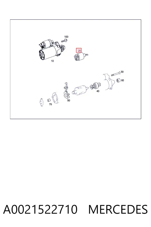 Втягивающее реле стартера A0021522710 Mercedes