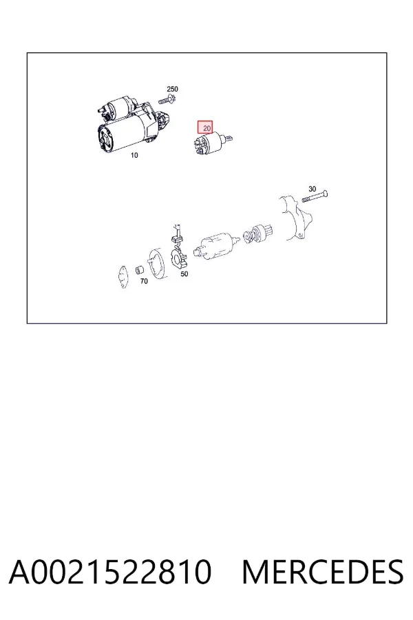 Втягивающее реле стартера A0021522810 Mercedes