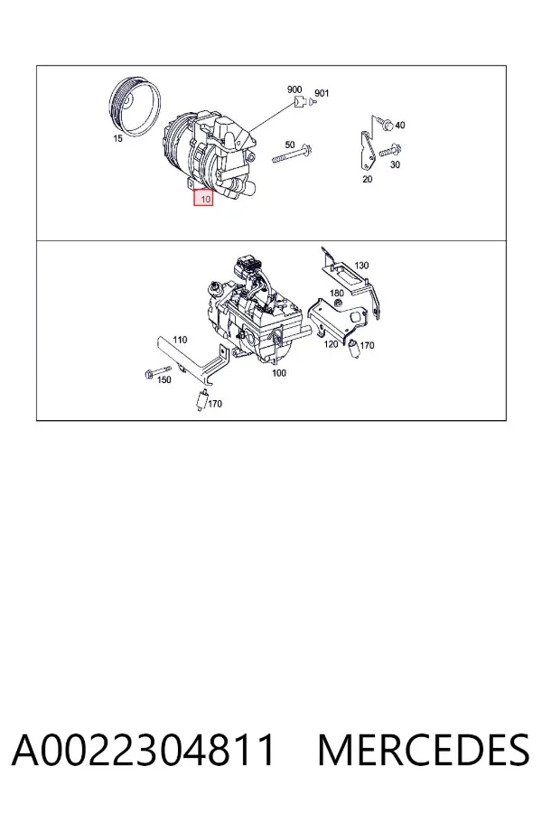 Компрессор кондиционера A0022304811 Mercedes