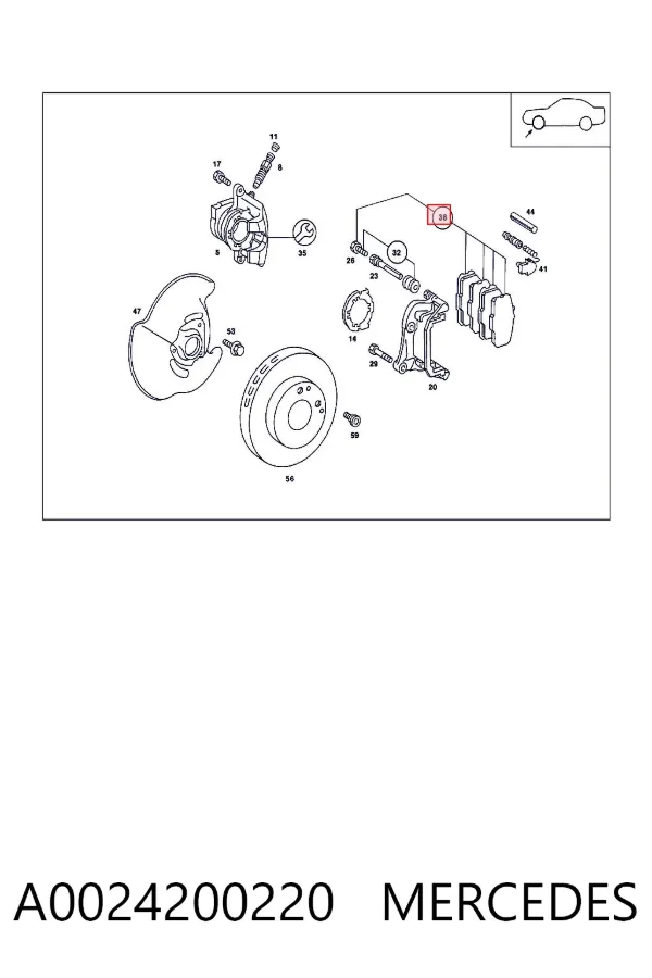 Передние тормозные колодки A0024200220 Mercedes