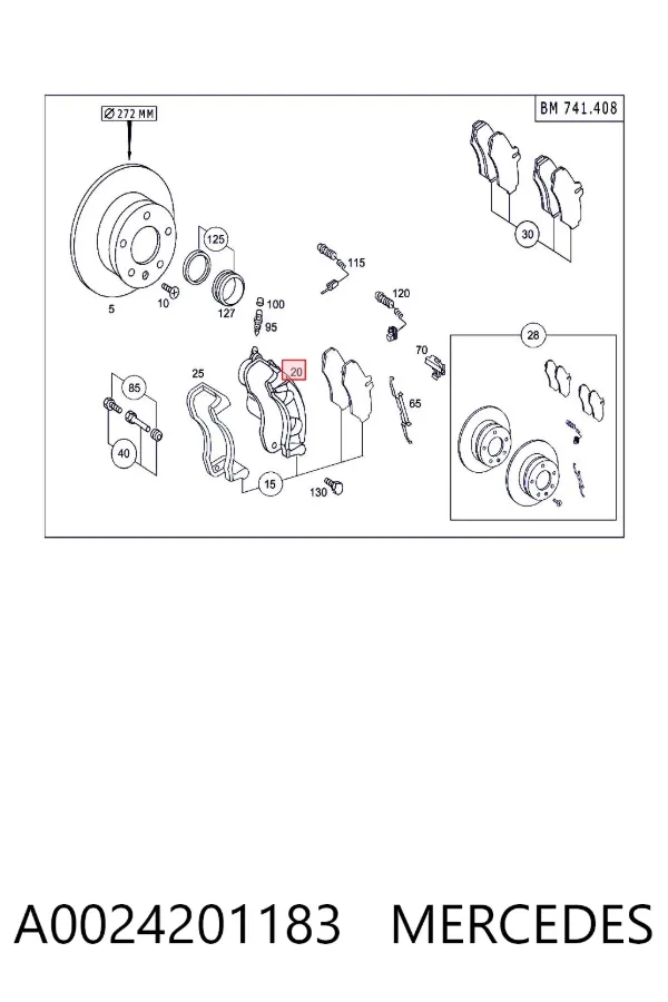 Суппорт задний правый A0024201183 Mercedes