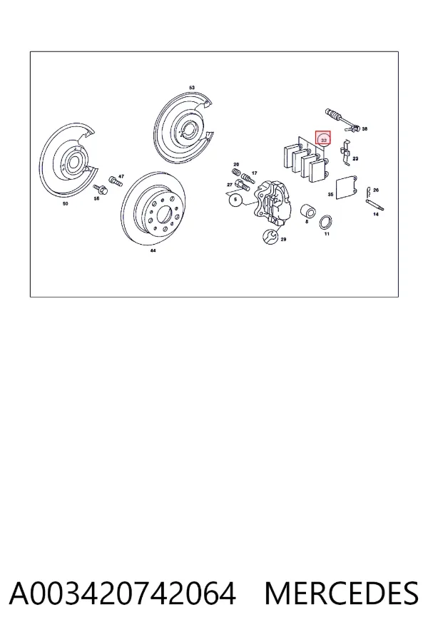 Передние тормозные колодки A003420742064 Mercedes