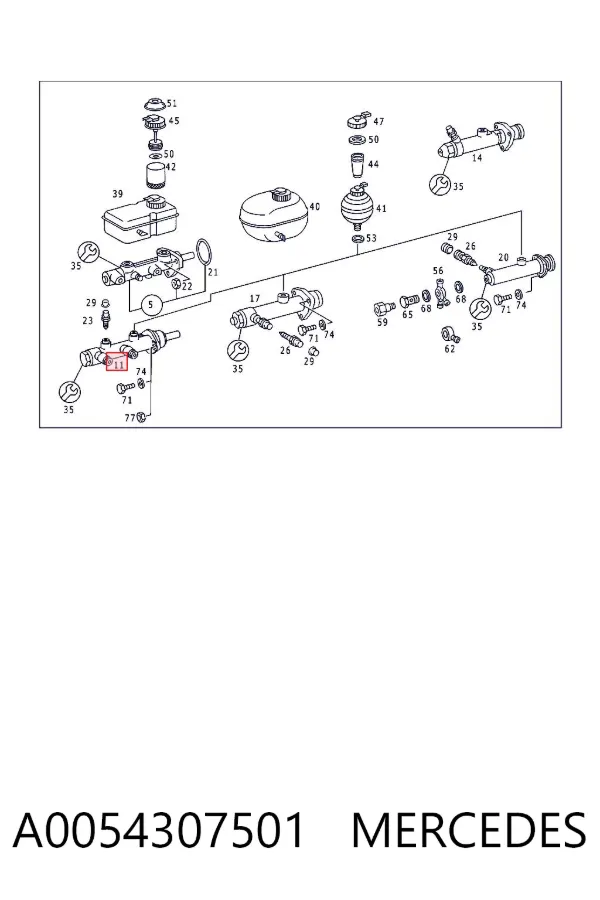 Главный тормозной цилиндр A0054307501 Mercedes
