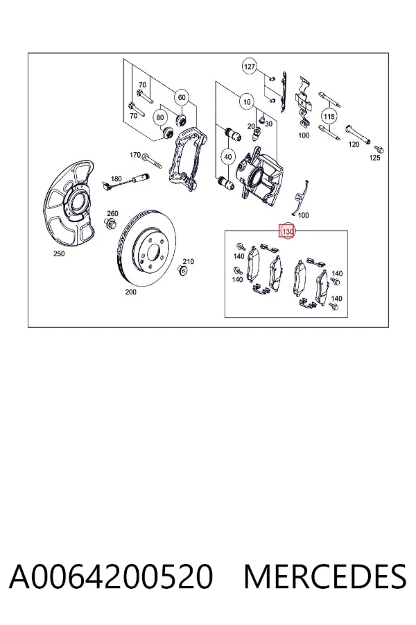 Передние тормозные колодки A0064200520 Mercedes