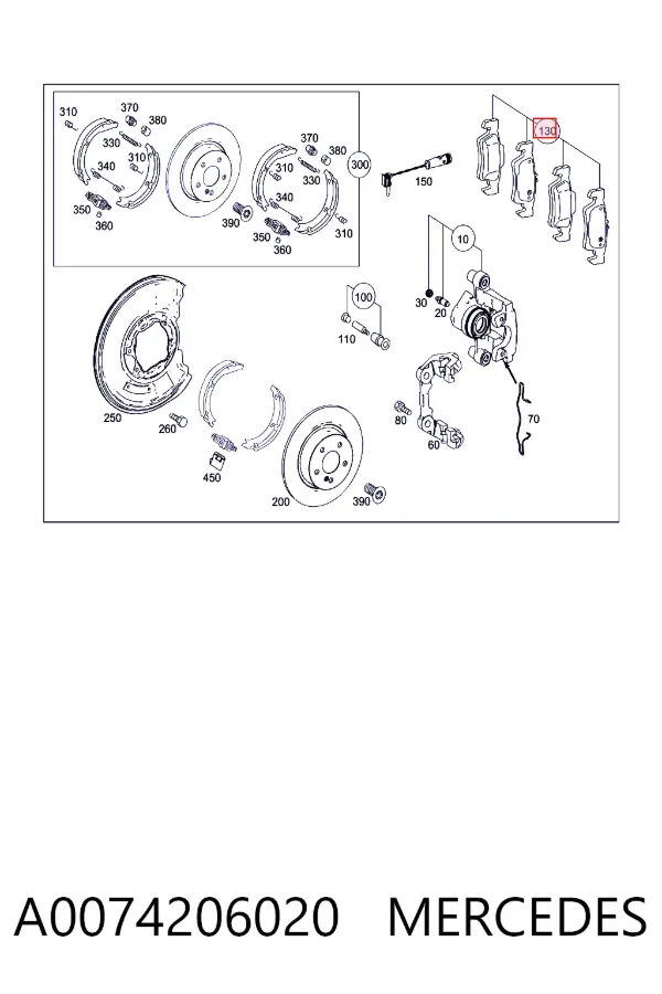 Задние тормозные колодки A0074206020 Mercedes