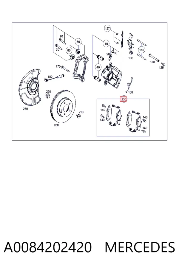 Передние тормозные колодки A0084202420 Mercedes