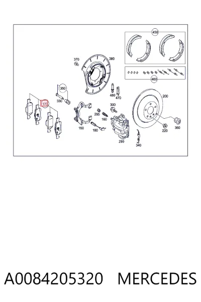 Колодки тормозные задние дисковые MERCEDES A0084205320