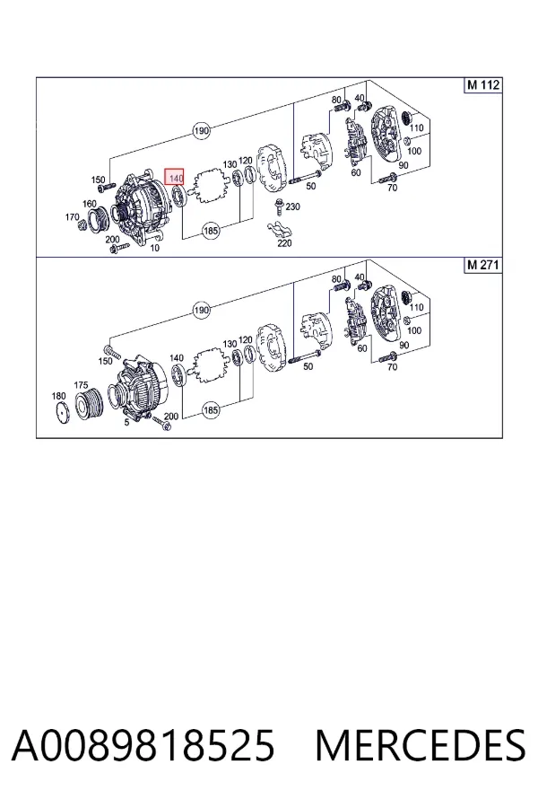 Подшипники генератора A0089818525 Mercedes