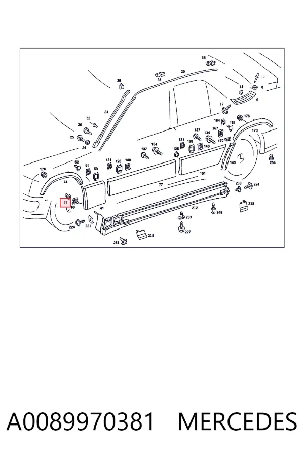Пистон крепления подкрылок A0089970381 Mercedes